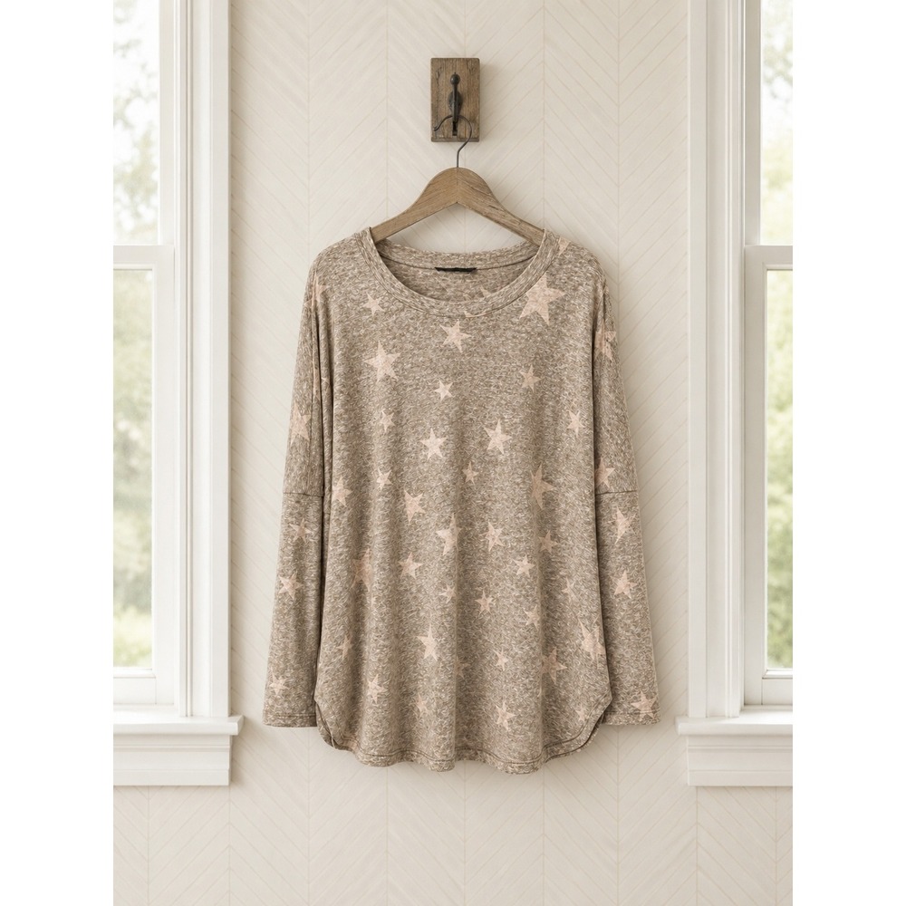 Rae Mode Star Print Long Sleeve Top 1XL